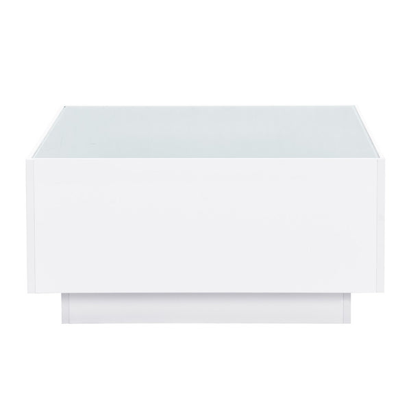 English Elm On-Trend Square High Gloss Coffee Table With 16-Color Led Lights, Modern Glass Top For Living Room N721P191980K-GIGA