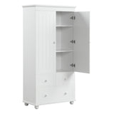 English Elm Tall Storage Cabinet With Three Drawers For Bathroom/Office, White