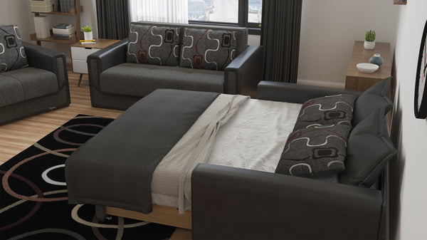 English Elm PrimeNest PulseForge Chenille Convertible Sofabed with Storage, Click-Click Sleeper, 900 lb Capacity, Grey B030P286594