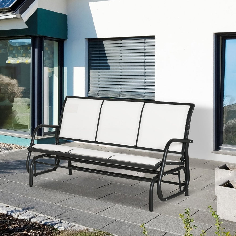 English Elm Outsunny 3 Seat Outdoor Glider Bench Powder Coated Metal Frame Mesh Porch Swing W2225P174334