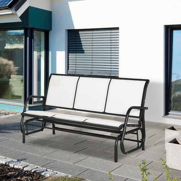 English Elm Outsunny 3 Seat Outdoor Glider Bench Powder Coated Metal Frame Mesh Porch Swing W2225P174334