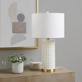 INK+IVY Grace Ivy Transitional Textured Dot Table Lamp II153-0146 White/Gold