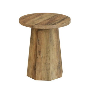 English Elm Wooden Round Side Table Compact Farmhouse End with Scratch Resistant Surface T3971P452664