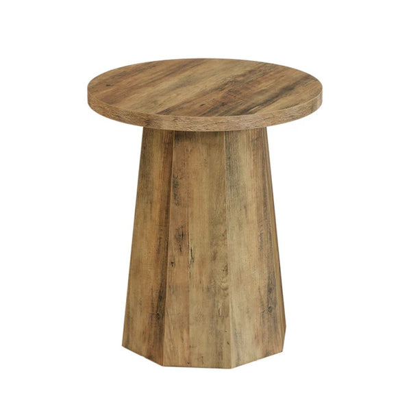 English Elm Wooden Round Side Table Compact Farmhouse End with Scratch Resistant Surface T3971P452664