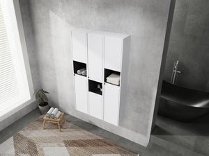English Elm 12" Bathroom Side Cabinet - Sleek Wall-Mounted Storage With Soft-Close Doors & Modern Design W999S00283