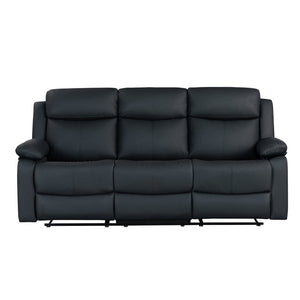 English Elm Blanche Manual Reclining Sofa with Led Accent Lighting for Modern Media Rooms Black B201P412036