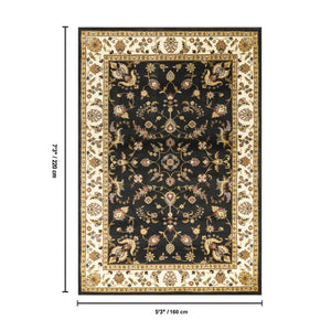 English Elm Classic Black Low Pile Traditional Area Rug for Living Room and Dining Spaces B186P452260