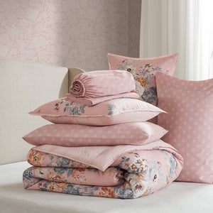 English Elm 7-piece Vintage Floral Comforter Set Reversible Blush Pink Polyester Bedroom Bedding B035P408235