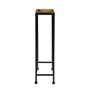 English Elm Trenton Antique Bronze Metal Side Table with Removable Tray Top, Slim Space-Saving Accent Table (24.5") B050P364433