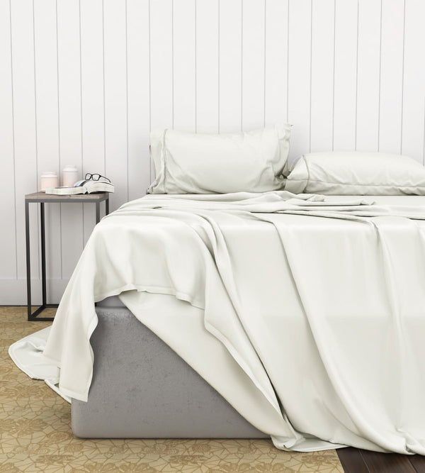 English Elm Bamboo Cotton Blend Sheet Set Breathable Moisture Wicking Soft Weave for Cool Sleep Ivory B180P172119