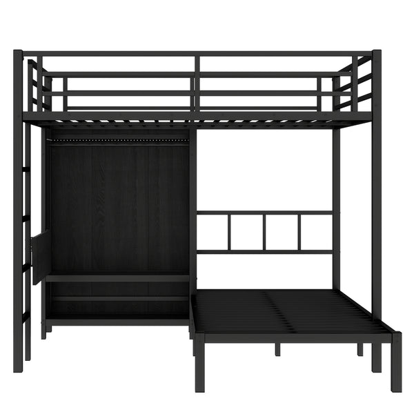 English Elm Full Xl Over Twin Metal Bunk Bed With Foldable Desk, Led Closet & Noise Reduction - Space Saver! W1580S00113