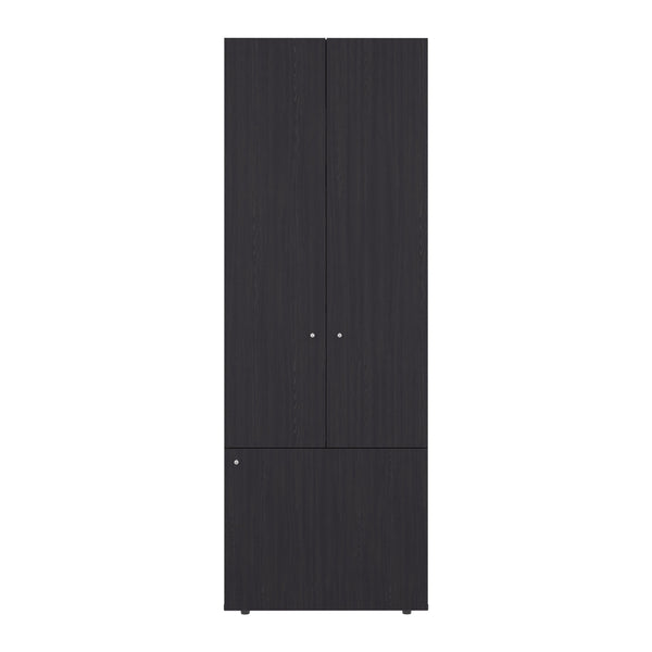 English Elm Home 3 Door Closet System with Hanging Rod, Fixed Shelves, Engineered Wood Storage for Small Spaces B200P350346