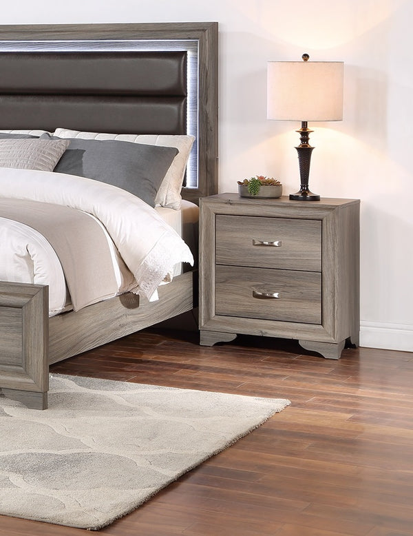 English Elm Modern 1pc Nightstand Compact Wooden Bedside Table with 2 Drawers — Space-Saving Stylish Storage B011P197293