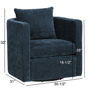 English Elm Sutton Ultra-Soft Navy Swivel Barrel Chair with Pocket Coil Seat, Reversible Cushions & Stain-Resistant Fabric B050P322584