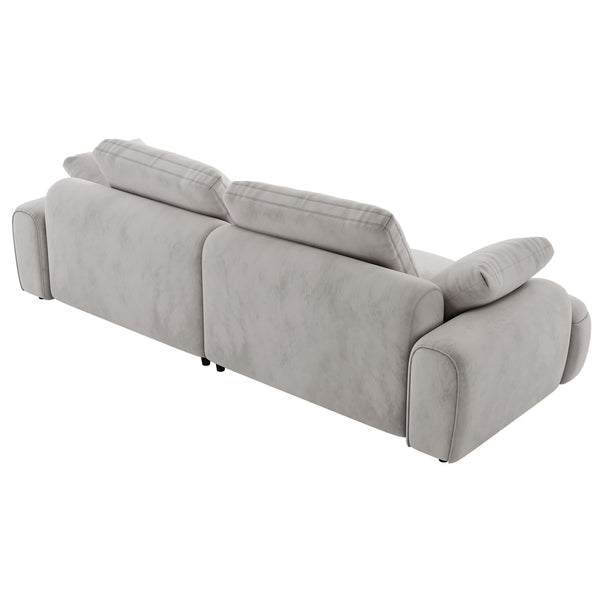 English Elm 86.6″ Modern Large Two-Seat Sofa with High Seat Height, Plush Suede Upholstery, Sleek Lofty Design Light Gray W1767S00003