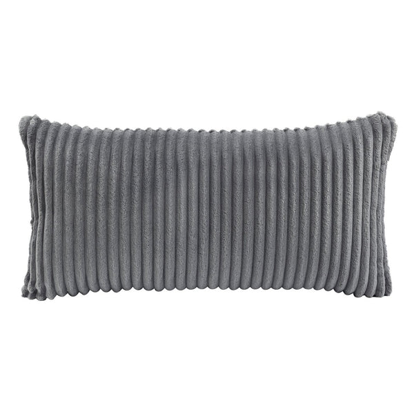 English Elm Upholstered Corduroy Accent Chair with Lumbar Pillow Rubberwood Frame Modern Sitting Room Gray B011P455642
