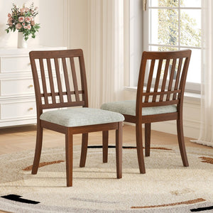 English Elm 2-piece Scandinavian Rubberwood Dining Chair Set with Curved Backrest and Padded Fabric Seat Brown N752P405934D
