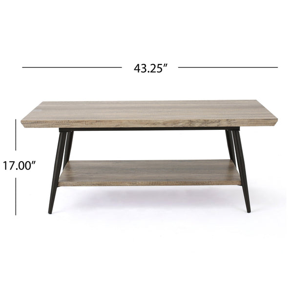 English Elm Christopher Knight Home® - COFFEE Mid-Century Two-Tier Wood Finish Table in Canyon Gray with Lower Shelf & Powder-Coated Legs 59447.00