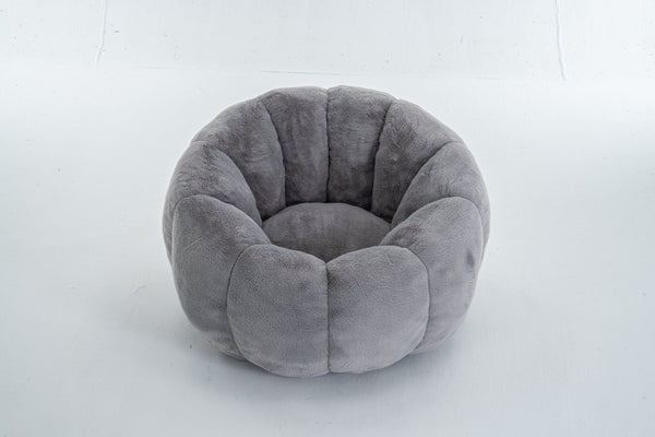 English Elm Adult Floral Petal Faux Fur Bean Bag Chair Sculptural Foam Seating for Any Room W2012P399197