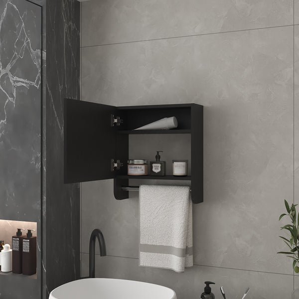 English Elm Medicine Cabinet Ulysses Black — Wall-Mounted Mirrored Bathroom Cabinet with Top & Lower Shelves, Space-Saving Durable Engineered Wood B092P238724