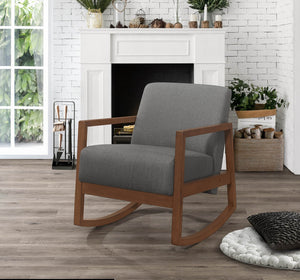 English Elm 1pc Horae Rocker Accent Chair with Plush Cushioning and Ergonomic Curved Frame for Cozy Relaxation Gray 33.25 L x 26.5 W x 21.25 H B011126013