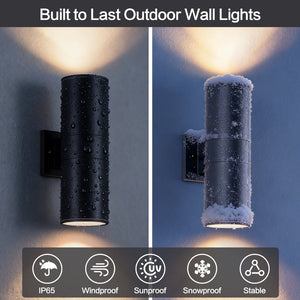 English Elm 12in Matte Black Aluminum Outdoor Wall Sconces up Down Lighting for Porch Patio Set of 4 W2312P416008