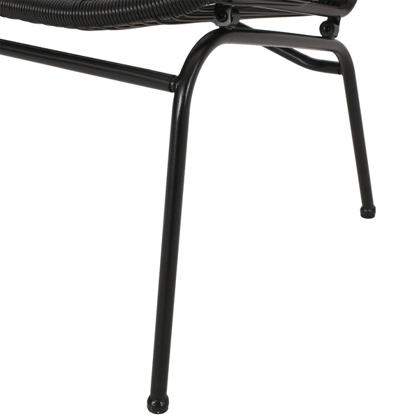 English Elm Christopher Knight Home® - CONDESSA Black Loveseat – Modern Hammock Weave Polyethylene Rattan on Matte Powder-Coated Iron Frame 67120.00BLK