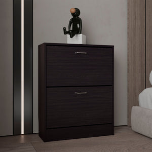 English Elm Inola Black Wengue Two-Door Shoe Cabinet with Adjustable Shelves — Sleek Concealed Storage for 12 Pairs B070P368051