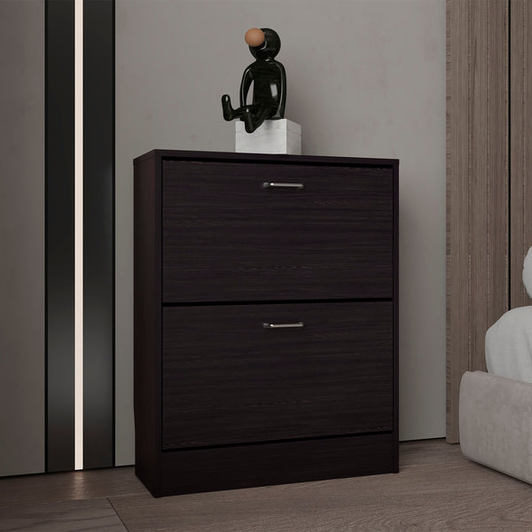 English Elm Inola Black Wengue Two-Door Shoe Cabinet with Adjustable Shelves — Sleek Concealed Storage for 12 Pairs B070P368051