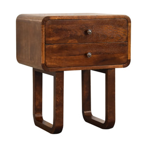 English Elm Solid Wood U-Curved Chestnut Nightstand