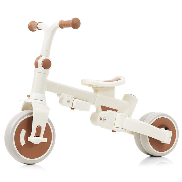 English Elm 7 in 1 Convertible Toddler Trike Aluminum Foldable Push Bike with Canopy for Ages 1 to 6 Ivory N726P248345O