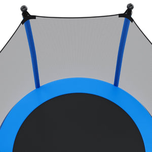 English Elm [without Basketball Hoop] 5.5 Ft Kids Trampoline with Safety Net and Foam Padded Poles Blue N739P443065C