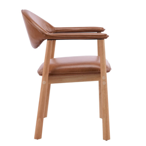English Elm Modern Rubberwood Dining Chair Set Sculptural Curved Back Upholstered Seat Walnut Frame N768P391165O