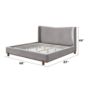 English Elm Melbourne Gray Chenille Queen Bed – Modern, Durable Design With Soft Upholstery & No Box Spring Needed B2726S00563