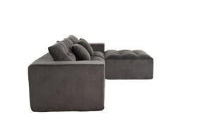 English Elm 101" Modular Cloud Sectional Corduroy Upholstered Sofa Reversible Chaise Living Room Gray W1170S00056