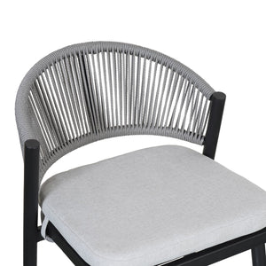 English Elm Christopher Knight Home® - Outdoor 26" High Metal Frame Counter Stools, Set Of 2 With Scallop Backrest & Cushions, Black Finish N772P245123B