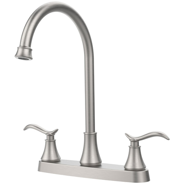 English Elm Single Lever High Arc Pull Down Kitchen Faucet Brushed Nickel Stainless Steel Sink T3177P277520