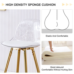 English Elm Modern White+Gold Upholstered Bar Chair with Metal Legs — Compact Water-Resistant PU Seating for Kitchen, Dining, Terrace (Easy Assembly) W1151P154368