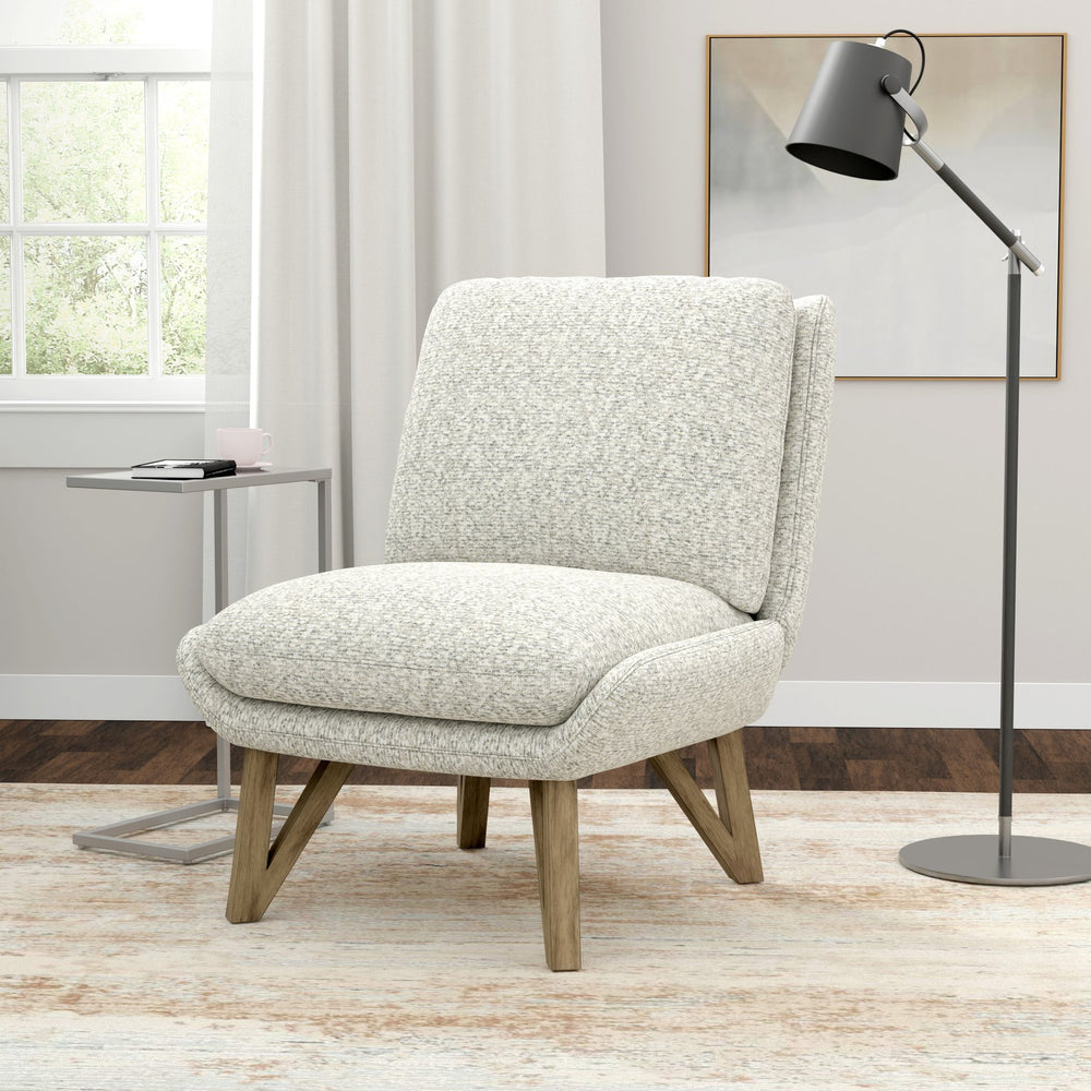 English Elm Wallace & Bay - White Armless Accent Chair — Cream Contemporary Solid Wood Design, Easy-Care Upholstery, Compact Comfort B2709P212458