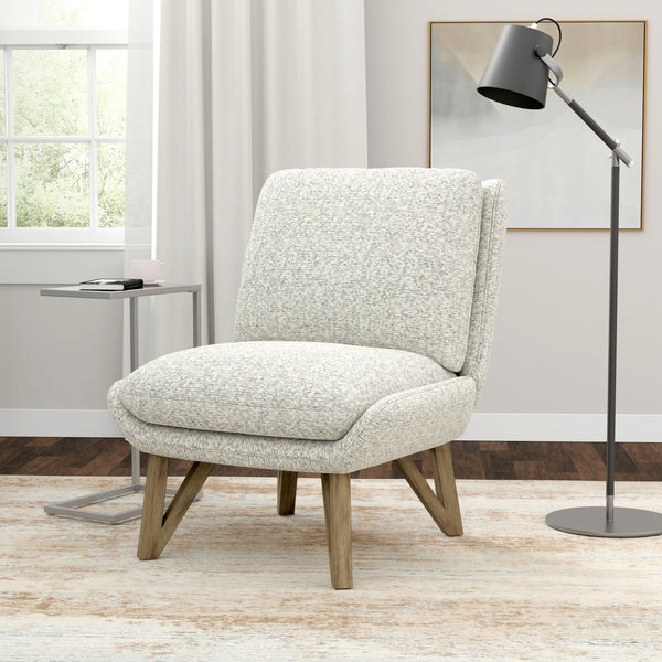 English Elm Wallace & Bay - White Armless Accent Chair — Cream Contemporary Solid Wood Design, Easy-Care Upholstery, Compact Comfort B2709P212458