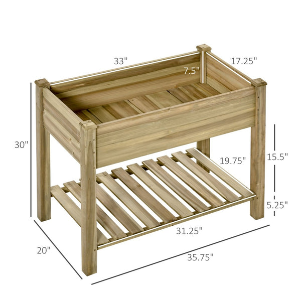 English Elm Outsunny 36" Elevated Wooden Planter Box With Storage Shelf For Easy Gardening In Small Spaces W2225P174430-GIGA