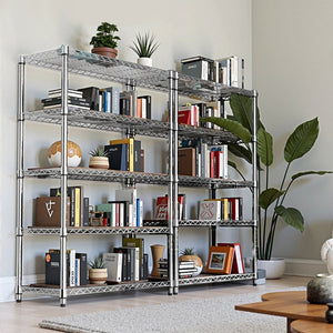 English Elm 1750 Lbs Carbon Steel Five Tier Wire Shelving Unit Heavy Duty Garage Storage Rack Chrome W5386P480701