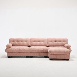 English Elm Modular Cloud Sectional Sofa Flannelette Deep Seat L Shape with Movable Ottoman Pink W2120S00036