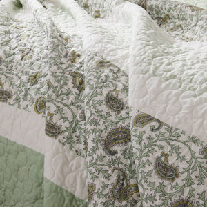 English Elm 6 Cotton Percale Quilt Set Full/Queen with 3 Decorative Pillows Breathable Printed Cotton Blend Comfort Sage Green 22.83 L x 17.72 W x 7.87 H B035P294113