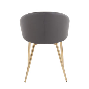 English Elm Claire Contemporary Glam Dining Chair with Gold Metal Frame and Plush Faux Leather Upholstery Set Grey B202S01347