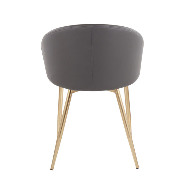 English Elm Claire Contemporary Glam Dining Chair with Gold Metal Frame and Plush Faux Leather Upholstery Set Grey B202S01347