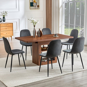 English Elm Expandable Dining Set with Pu Leather Chairs Modern Mdf Table Seats up to Eight W1151S04713