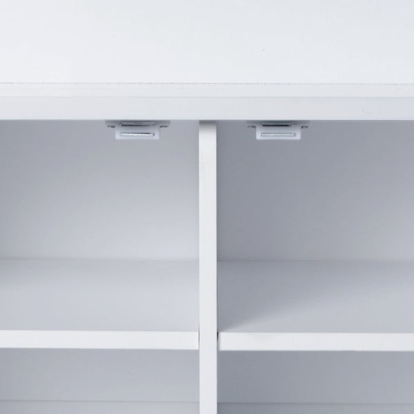 English Elm U-Can Entryway Bench with Coat Rack and Shoe Cabinet, 7 Hooks, Adjustable Shelves, Sturdy MDF White N724P264668K