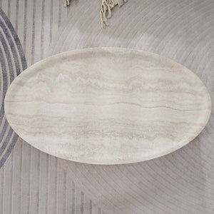 English Elm Modern Oval Travertine Coffee Table Low Profile Fiberglass Living Room Accent W2085P391862