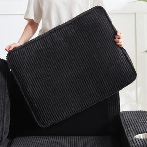 English Elm 83.86"Corduroy comfy sofa with resilient sponge & spring cushions, stylish modern 3-seater for living spaces Black W1359P215065